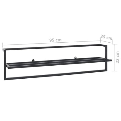 vidaXL Towel Rack Black 95x25x22 cm Iron