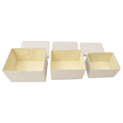 vidaXL Stackable Storage Box Set of 3 Piece Fabric Cream