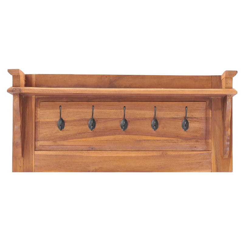 vidaXL Wall Mounted Coat Rack 80x16.5x35 cm Solid Teak Wood