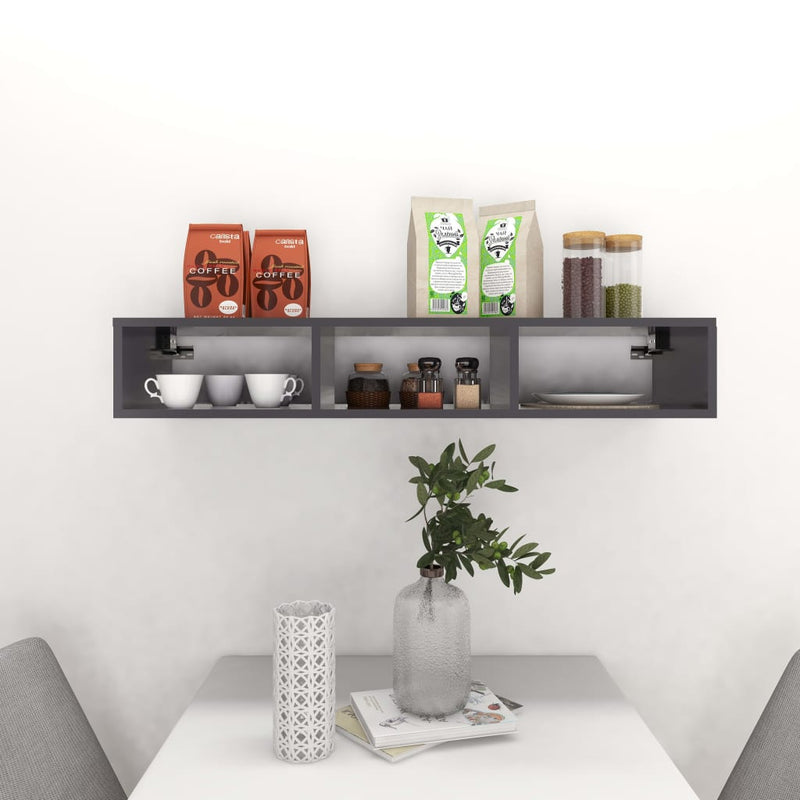 vidaXL Wall Shelf Grey 102x30x17 cm Engineered Wood