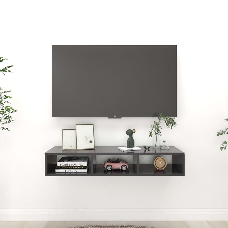 vidaXL Wall Shelf Grey 102x30x17 cm Engineered Wood