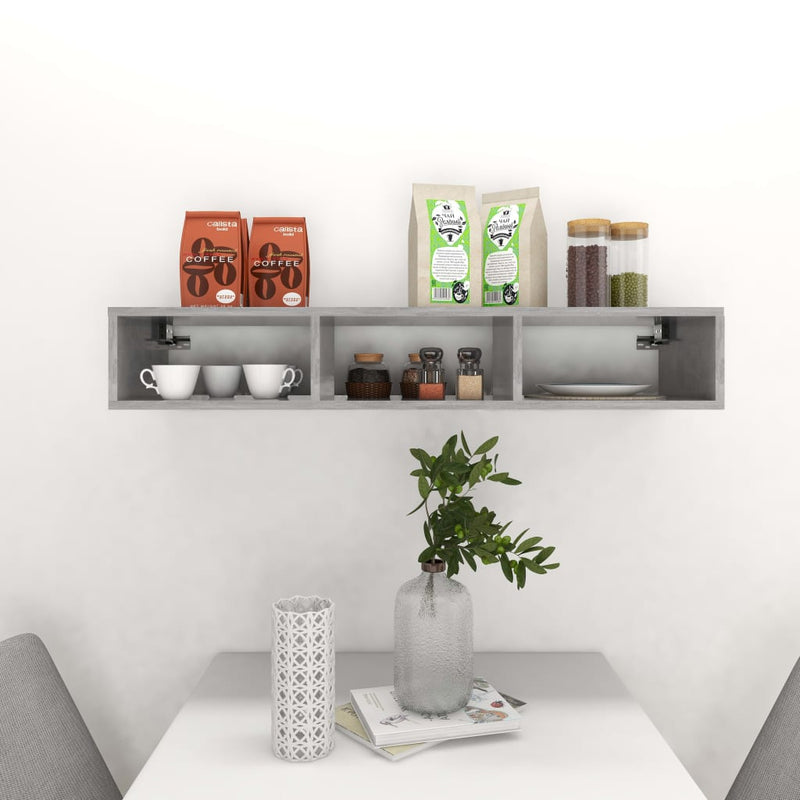 vidaXL Wall Shelf Grey 102x30x17 cm Engineered Wood