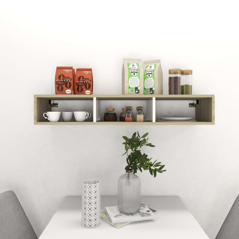 vidaXL Wall Shelf Grey 102x30x17 cm Engineered Wood