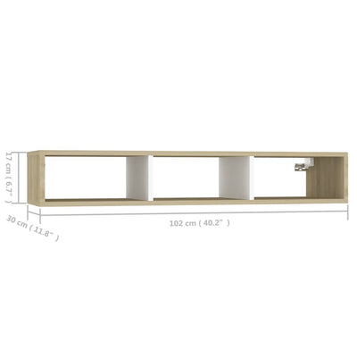 vidaXL Wall Shelf Grey 102x30x17 cm Engineered Wood