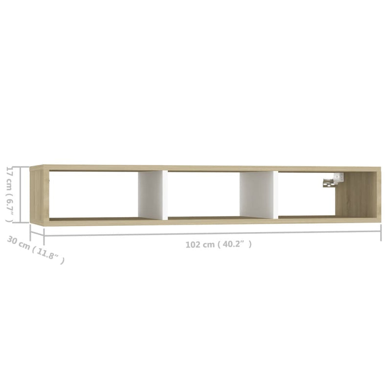 vidaXL Wall Shelf Grey 102x30x17 cm Engineered Wood