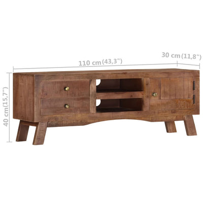 vidaXL TV Cabinet 110x30x40 cm Rough Mango Wood