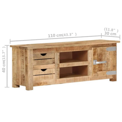 vidaXL TV Cabinet 110x30x40 cm Rough Mango Wood