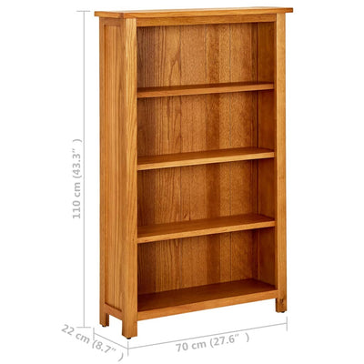 vidaXL 5-Tier Bookcase 70x22x140 cm Solid Oak Wood