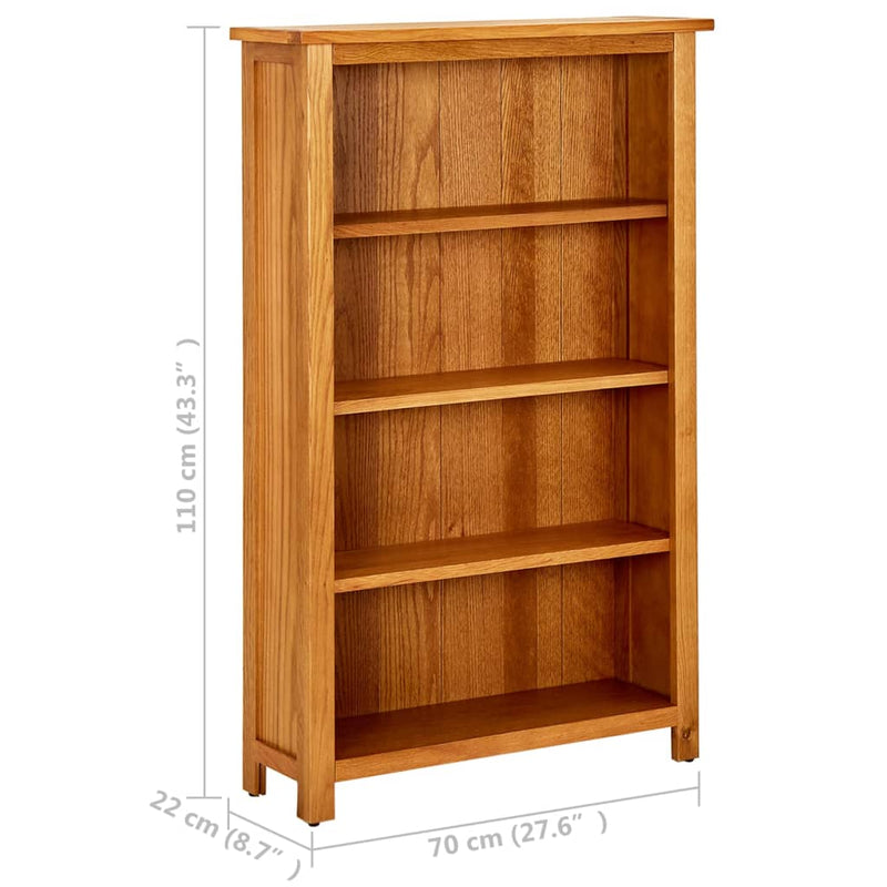 vidaXL 5-Tier Bookcase 70x22x140 cm Solid Oak Wood