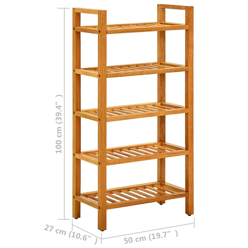 vidaXL Shoe Rack with 2 Shelves 100x27x40 cm Solid Oak Wood