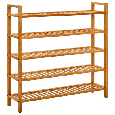 vidaXL Shoe Rack with 2 Shelves 100x27x40 cm Solid Oak Wood