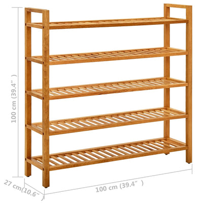 vidaXL Shoe Rack with 2 Shelves 100x27x40 cm Solid Oak Wood