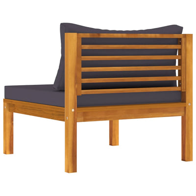 vidaXL 3 Piece Garden Lounge Set with Dark Grey Cushions Acacia Wood