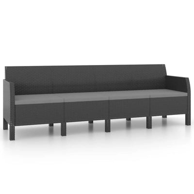 vidaXL 4-Seater Garden Sofa with Cushions Anthracite PP Rattan