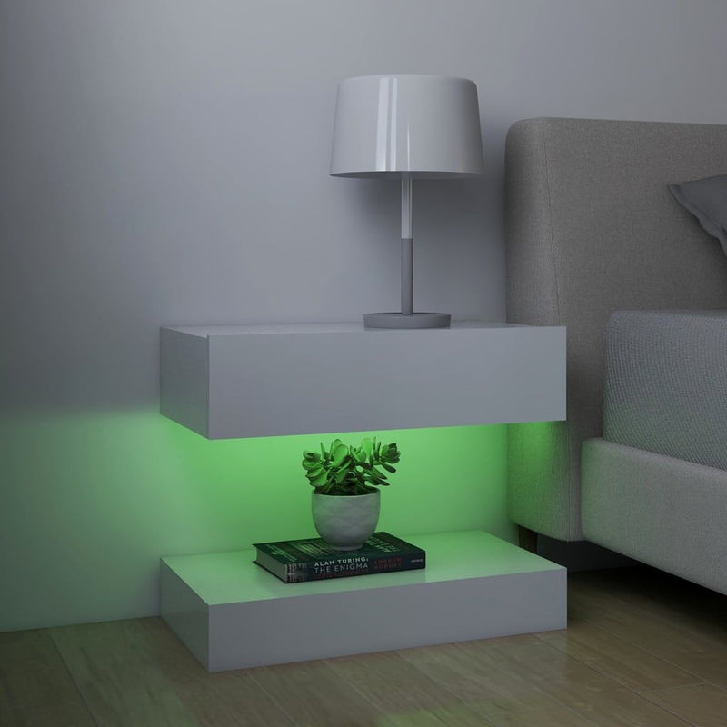 vidaXL LED Bedside Cabinets 2 pcs White 60x35 cm Engineered Wood