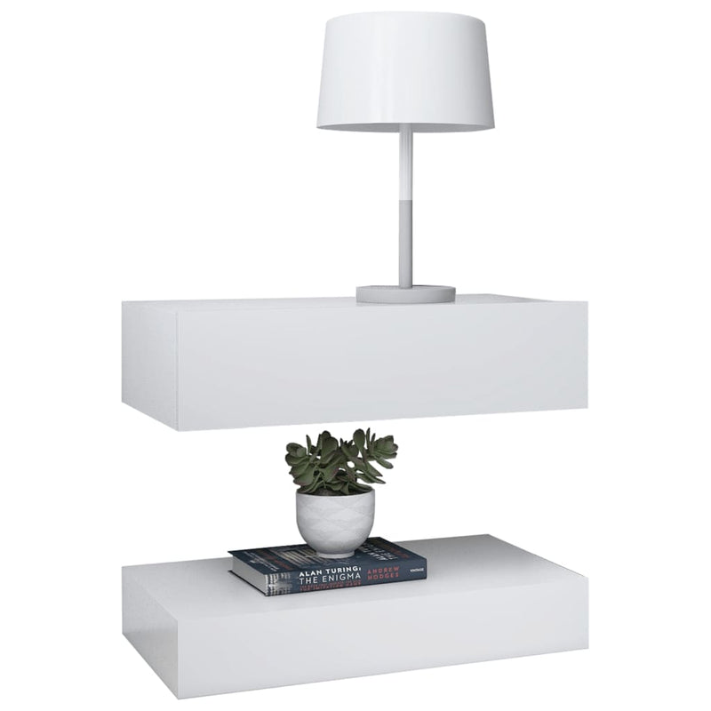 vidaXL LED Bedside Cabinets 2 pcs White 60x35 cm Engineered Wood