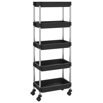 vidaXL 5-Tier Kitchen Trolley Black 42x29x128 cm Iron and ABS