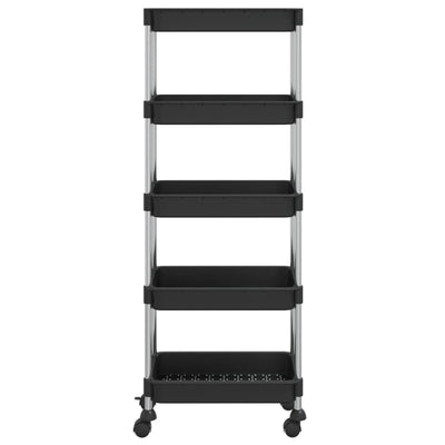 vidaXL 5-Tier Kitchen Trolley Black 42x29x128 cm Iron and ABS