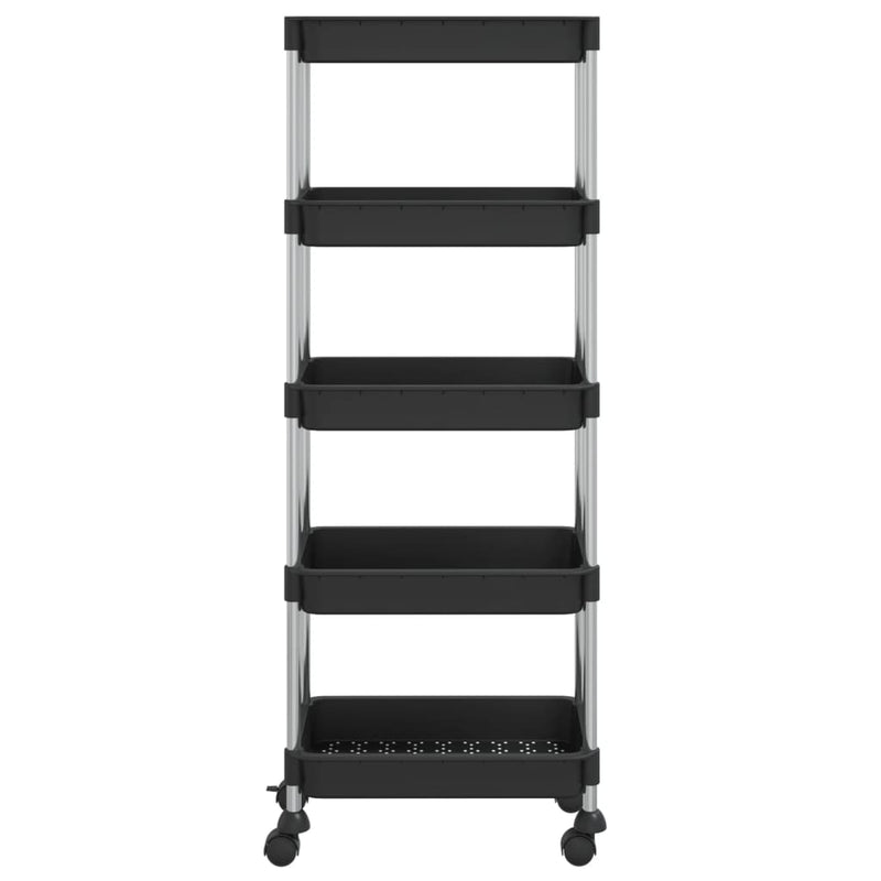 vidaXL 5-Tier Kitchen Trolley Black 42x29x128 cm Iron and ABS