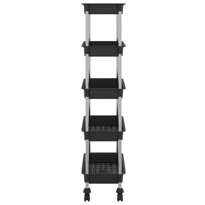vidaXL 5-Tier Kitchen Trolley Black 42x29x128 cm Iron and ABS