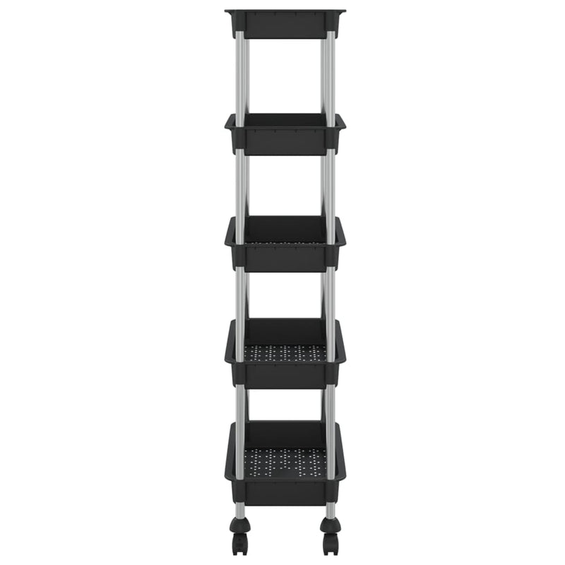 vidaXL 5-Tier Kitchen Trolley Black 42x29x128 cm Iron and ABS