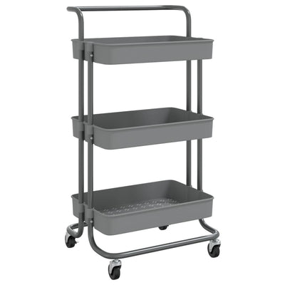 vidaXL 3-Tier Kitchen Trolley Black 42x35x85 cm Iron and ABS