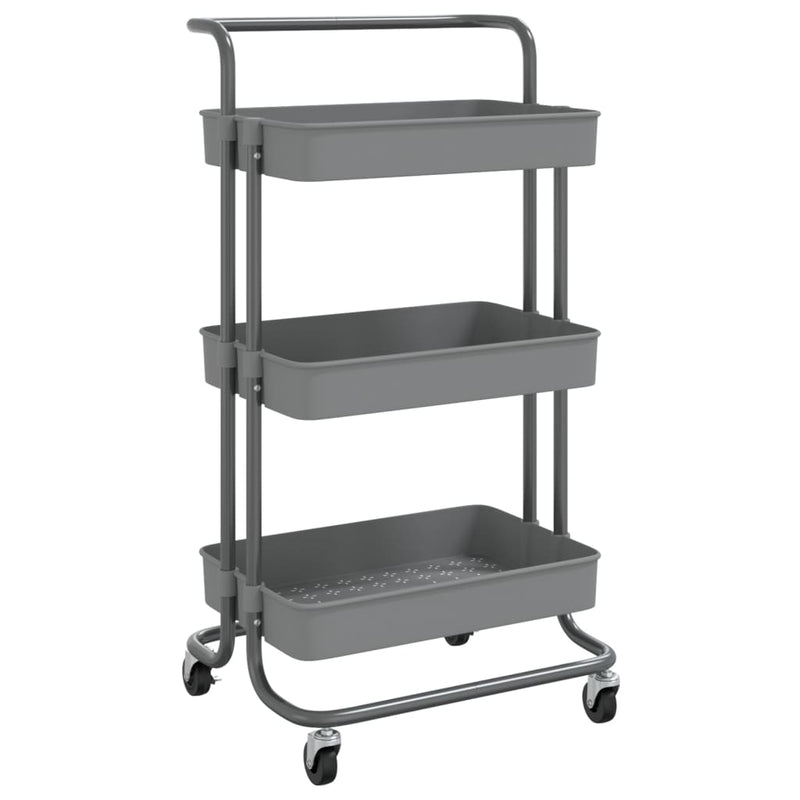 vidaXL 3-Tier Kitchen Trolley Black 42x35x85 cm Iron and ABS