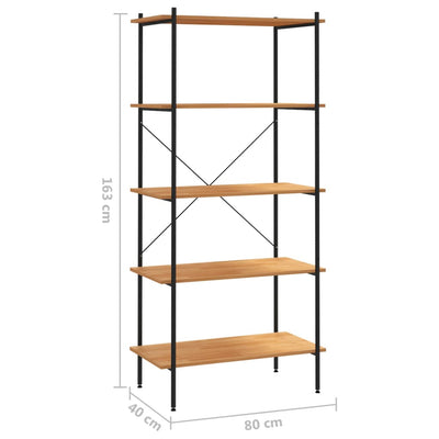 vidaXL 5-Tier Shelving Unit White and Oak 80x40x163 cm