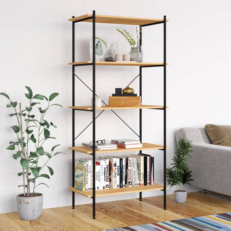 vidaXL 5-Tier Shelving Unit White and Oak 80x40x163 cm