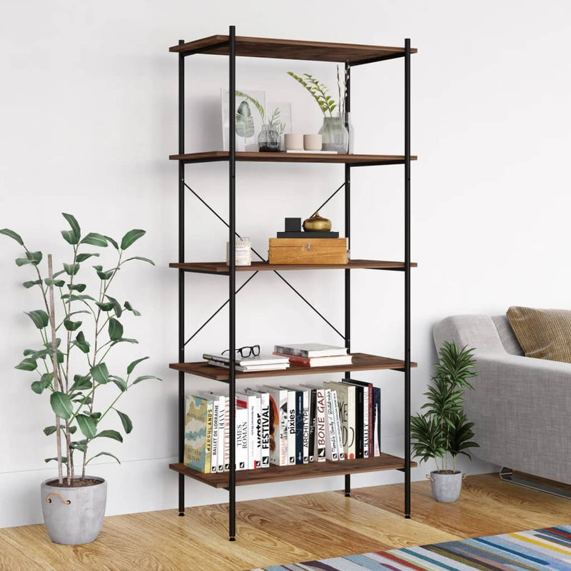 vidaXL 5-Tier Shelving Unit White and Oak 80x40x163 cm
