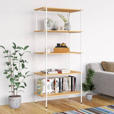 vidaXL 5-Tier Shelving Unit White and Oak 80x40x163 cm