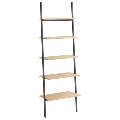 vidaXL 5-Tier Leaning Shelf Dark Brown and Black 64x35x185 cm