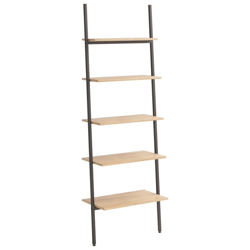 vidaXL 5-Tier Leaning Shelf Dark Brown and Black 64x35x185 cm
