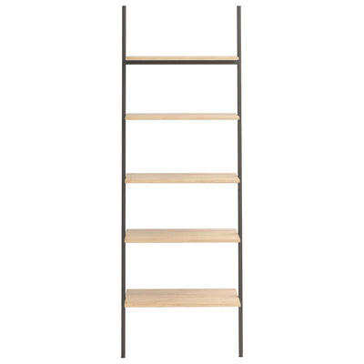 vidaXL 5-Tier Leaning Shelf Dark Brown and Black 64x35x185 cm