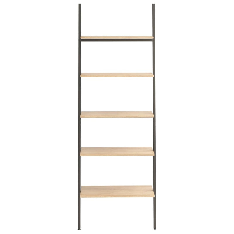 vidaXL 5-Tier Leaning Shelf Dark Brown and Black 64x35x185 cm