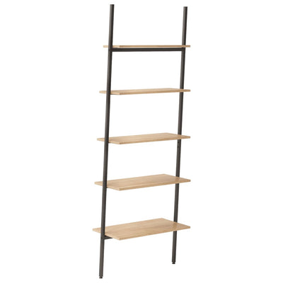 vidaXL 5-Tier Leaning Shelf Dark Brown and Black 64x35x185 cm