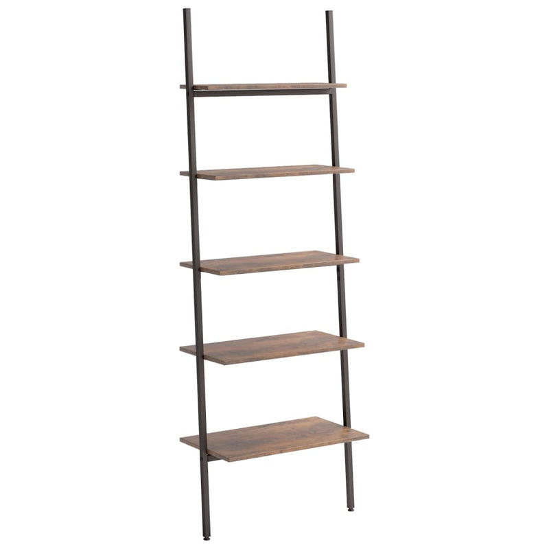 vidaXL 5-Tier Leaning Shelf Dark Brown and Black 64x35x185 cm