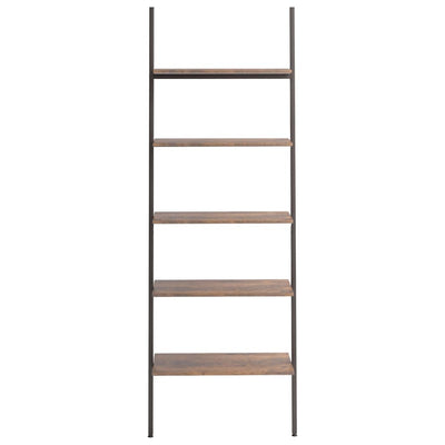 vidaXL 5-Tier Leaning Shelf Dark Brown and Black 64x35x185 cm