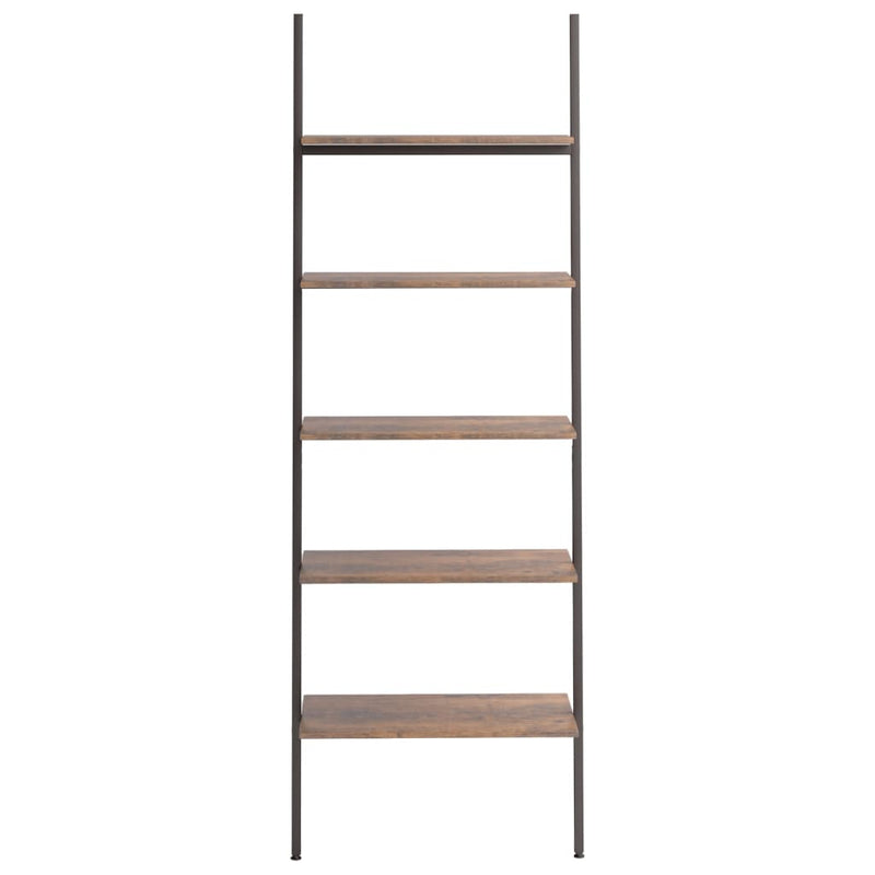 vidaXL 5-Tier Leaning Shelf Dark Brown and Black 64x35x185 cm