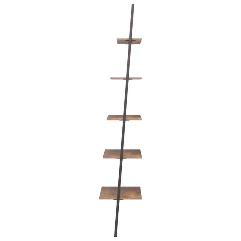 vidaXL 5-Tier Leaning Shelf Dark Brown and Black 64x35x185 cm