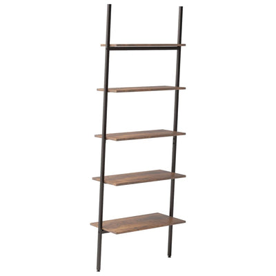 vidaXL 5-Tier Leaning Shelf Dark Brown and Black 64x35x185 cm