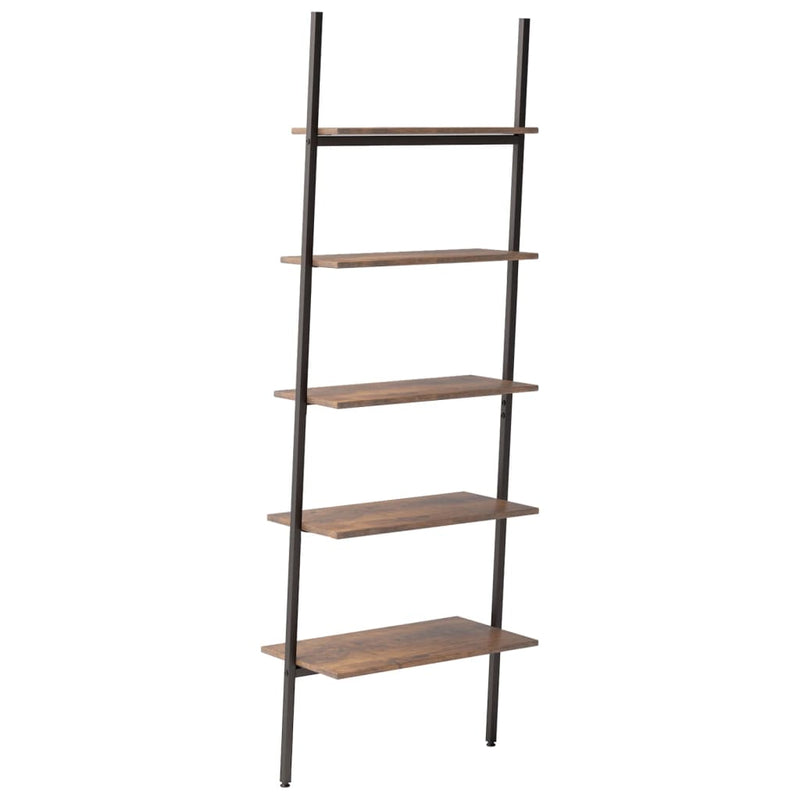 vidaXL 5-Tier Leaning Shelf Dark Brown and Black 64x35x185 cm