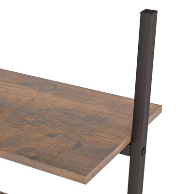 vidaXL 5-Tier Leaning Shelf Dark Brown and Black 64x35x185 cm
