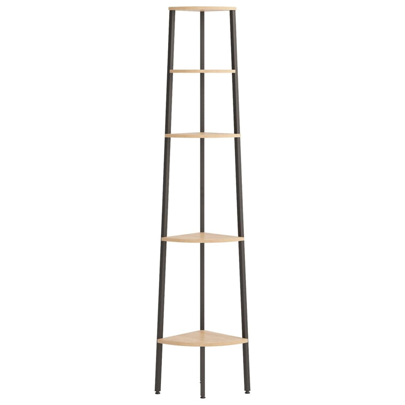 vidaXL 5-Tier Corner Shelf Light Brown and Black 45.5x31.5x180 cm