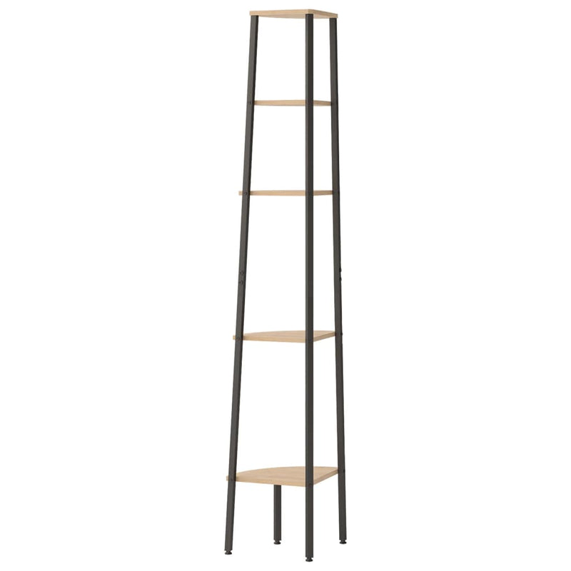 vidaXL 5-Tier Corner Shelf Light Brown and Black 45.5x31.5x180 cm