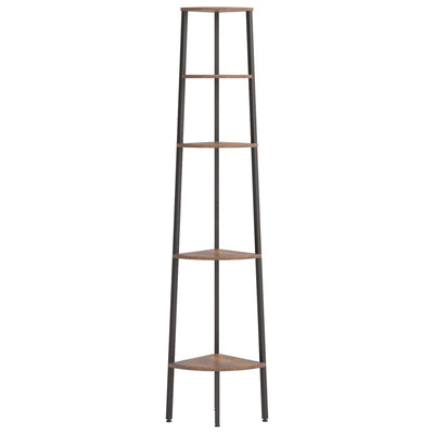vidaXL 5-Tier Corner Shelf Light Brown and Black 45.5x31.5x180 cm