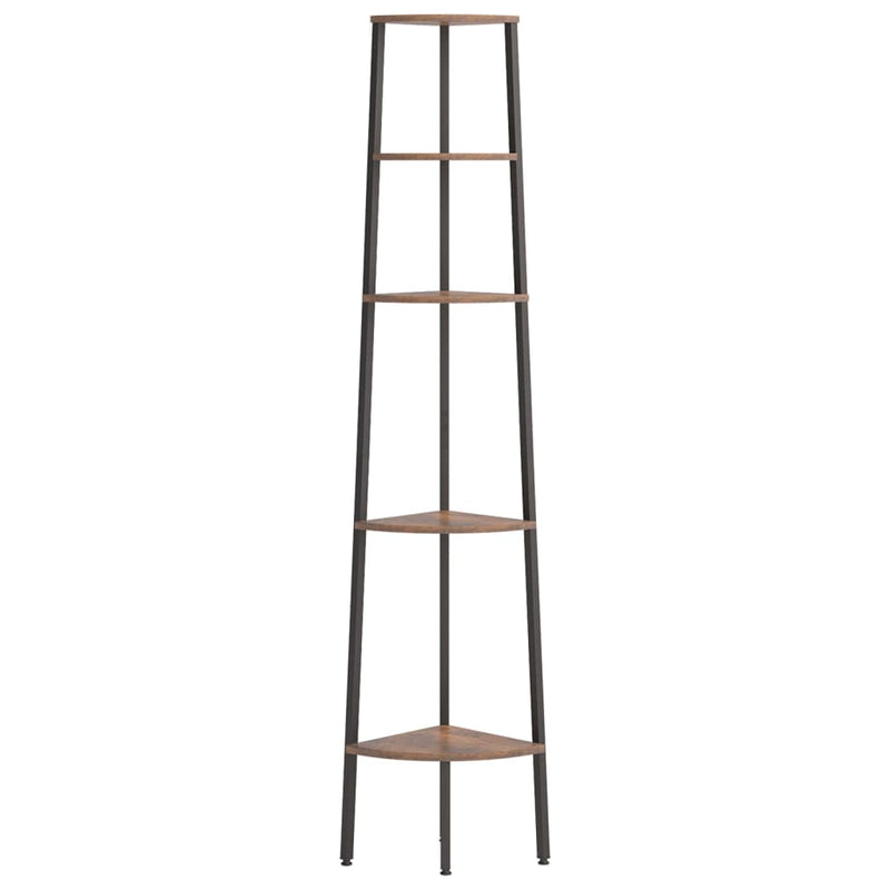 vidaXL 5-Tier Corner Shelf Light Brown and Black 45.5x31.5x180 cm