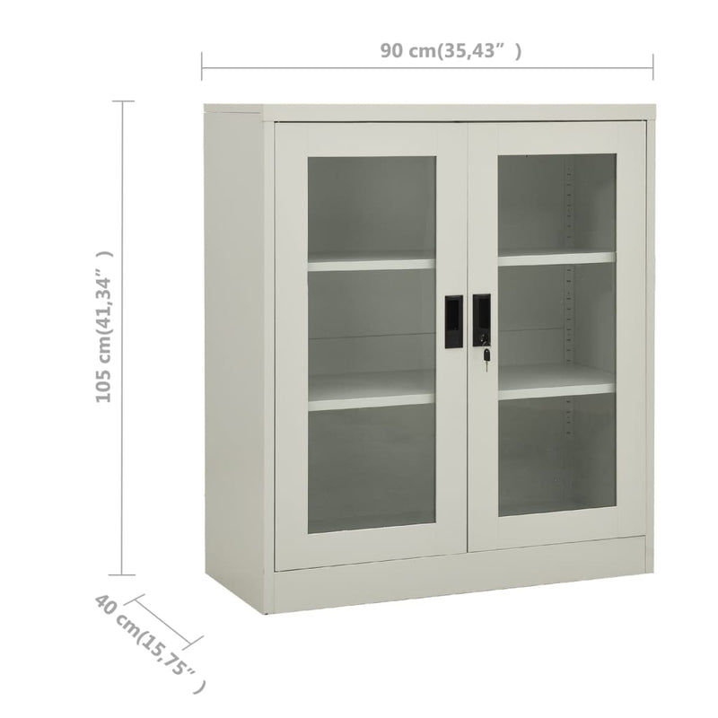 vidaXL Office Cabinet Light Grey 90x40x105 cm Steel