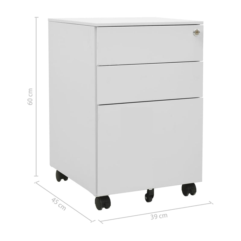 vidaXL Mobile File Cabinet Light Grey 39x45x60 cm Steel