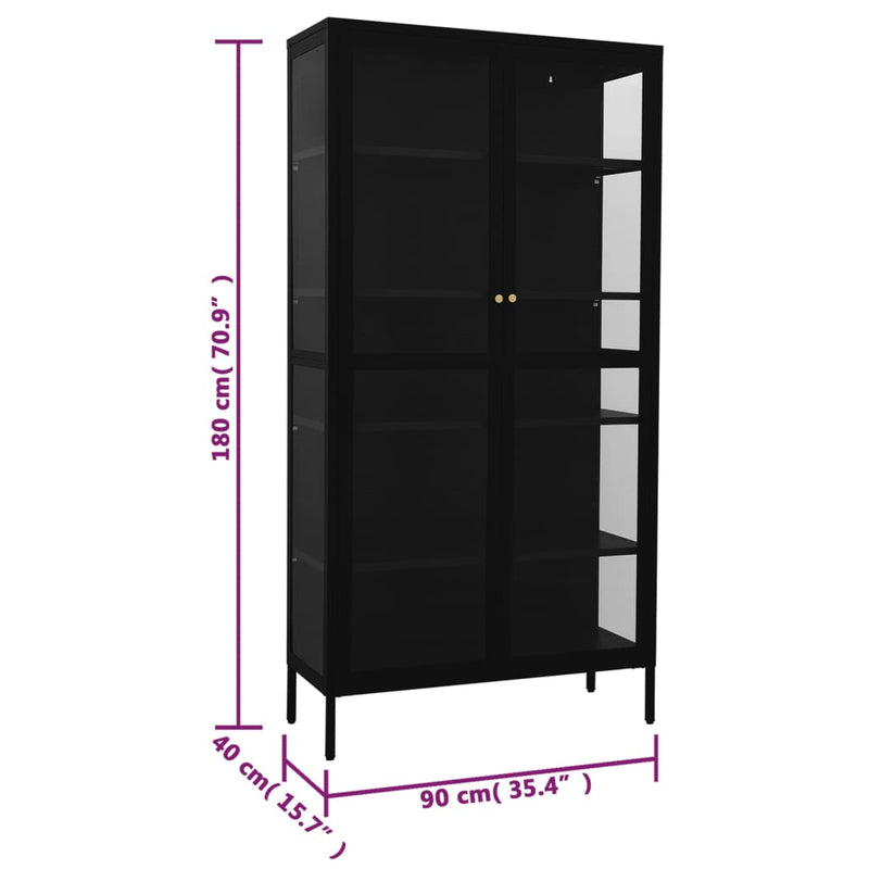 vidaXL Display Cabinet Anthracite 90x40x180 cm Steel and Tempered Glass